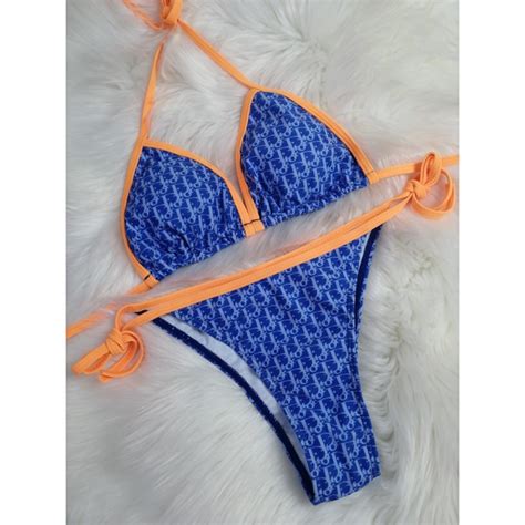 dior bikini oranje blauw|Dior women's swimwear.